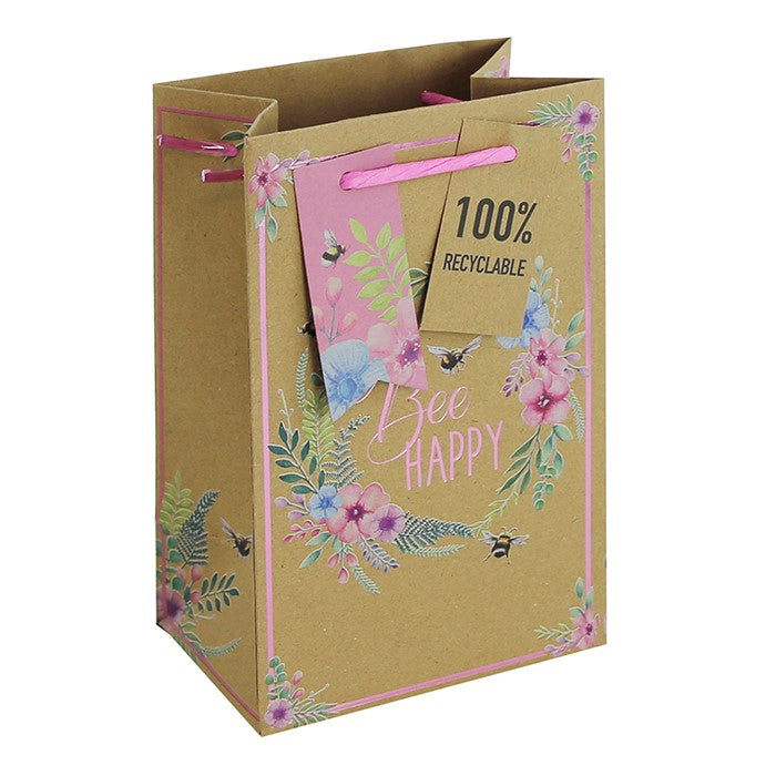 Bee Happy Floral Kraft Small / Perfume Gift Bag