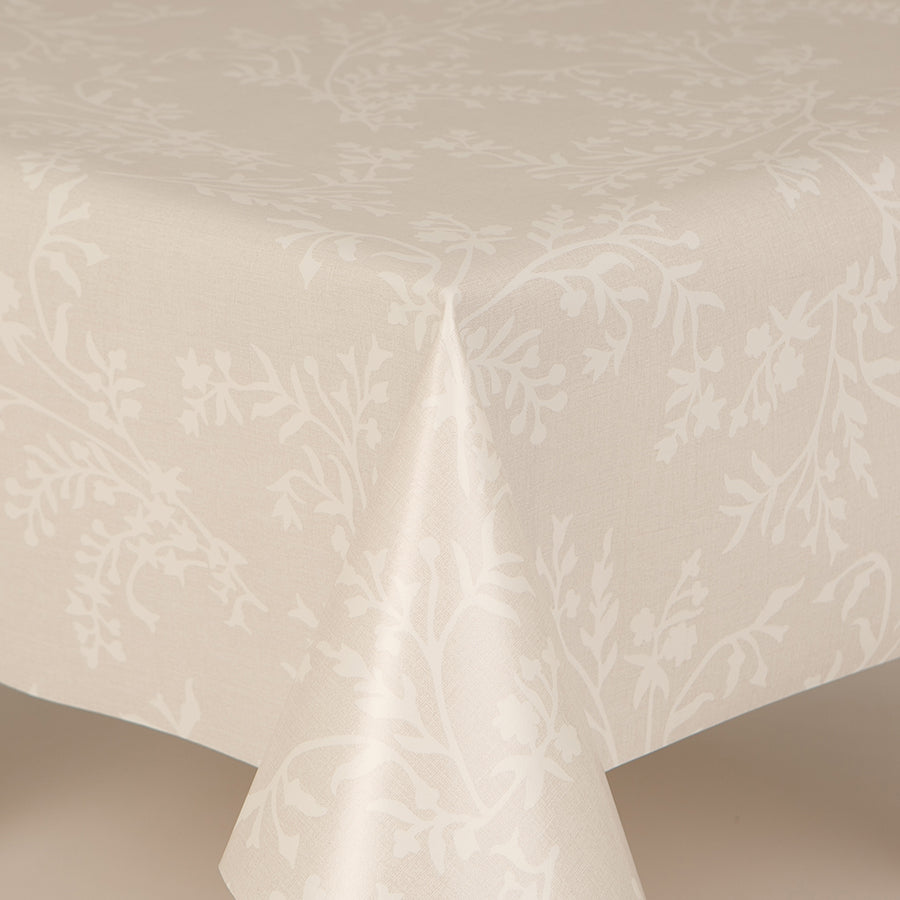 Plantation Beige PVC Wipe Clean Vinyl Table Covering / Table Cloth