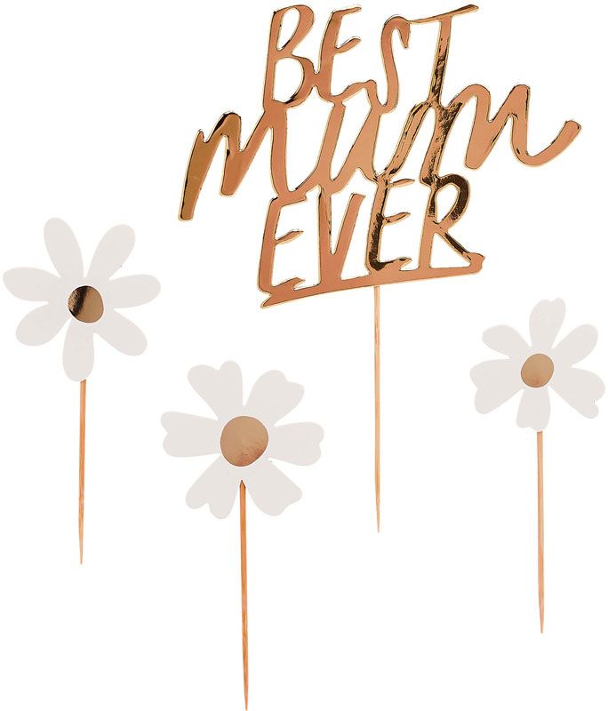 Best Mum Ever with Daisies Cake Topper et with Rose Gold Detail