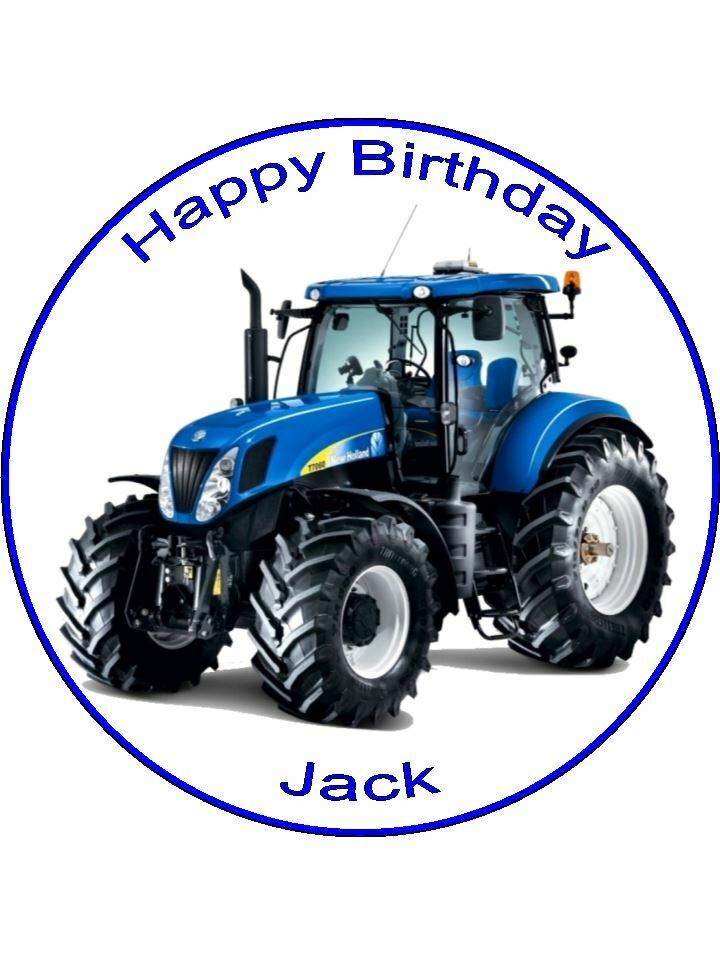 blue tractor farm tractor vehicle farmer Personalised Edible Cake Topper Round Icing Sheet - The Cooks Cupboard Ltd