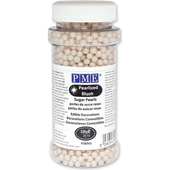 PME Blush - 4mm Pearlised Sugar Pearls Dragees Sprinkles 100g