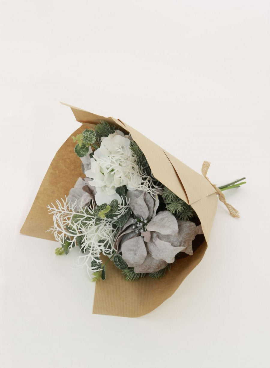 Christmas Artificial Bouquet White with Silver Details - Kate's Cupboard