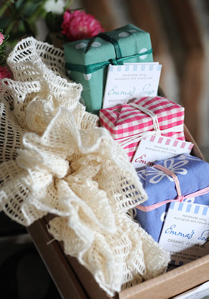 Emma's Soap Gift Box of Three Soaps and a Ramie Cloth - Kate's Cupboard
