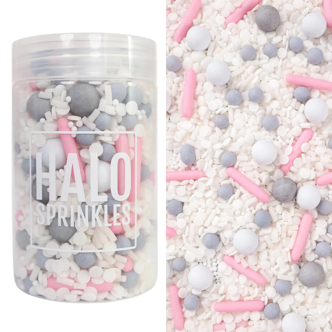 Halo Sprinkles - Luxury Edible Sprinkle Blend - Elephants Breath - Tones of White, Grey & Pink Kate's Cupboard 