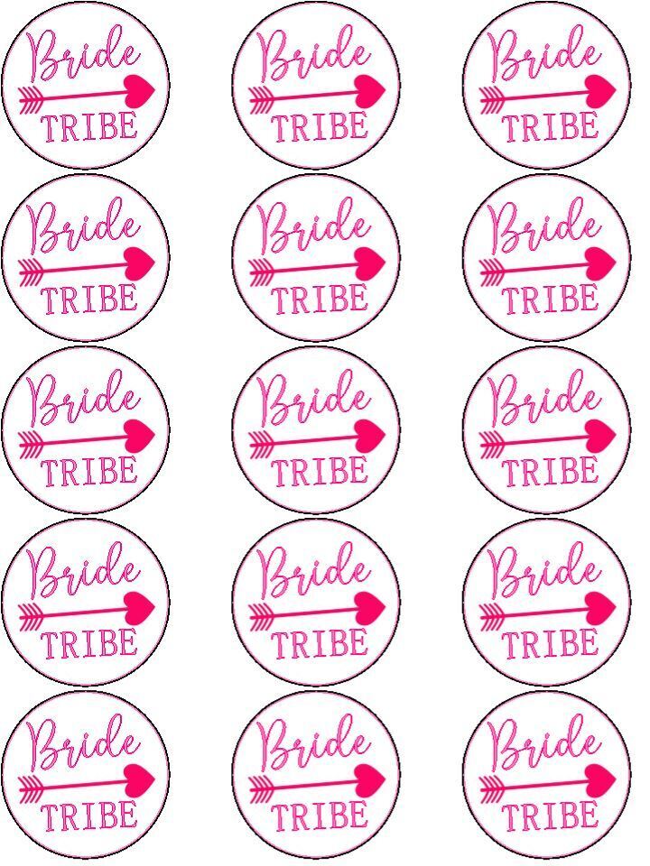 Bride Tribe Pink Hen Party Bridal Shower Printed Cupcake Toppers Icing Sheet of 15 Toppers