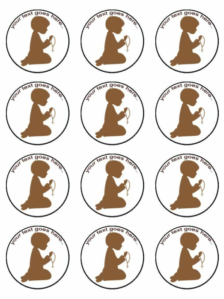 Personalised Communion / Baptism Boy Edible Printed Cupcake Toppers Icing Sheet of 12 Toppers