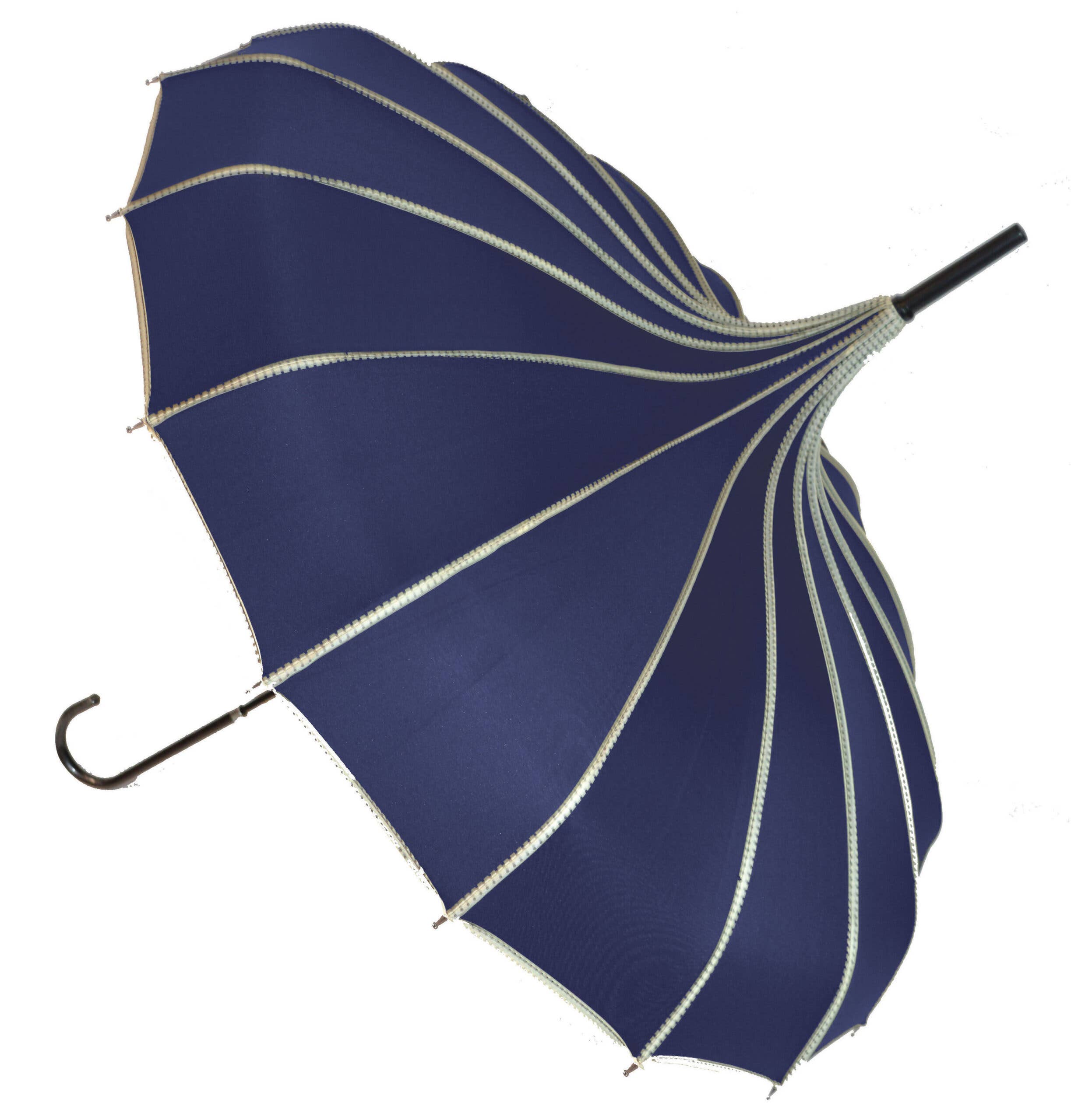 Ribbed Pagoda Navy Blue Umbrella