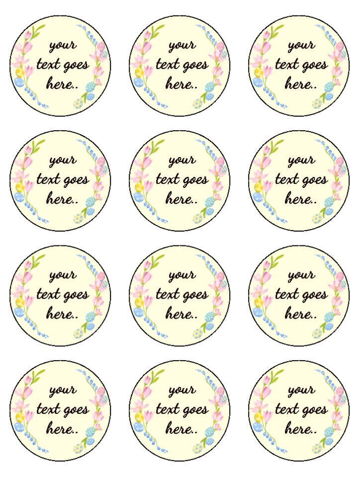 Personalised Pastel Floral Easter Egg Celebration Edible Printed Cupcake Toppers Icing Sheet of 12 Toppers