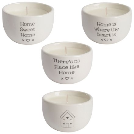 Ceramic Decorative Mini Candle with Heartfelt Home Message - Sold Singly