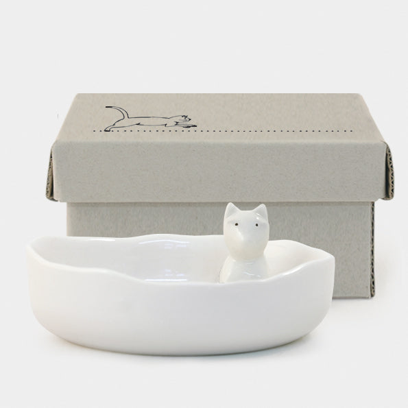Porcelain Cat Trinket / Jewellery Dish - Kate's Cupboard