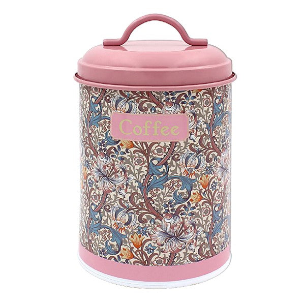 William Morris Golden Lily Dark Dusky Pink Storage Cannister - Coffee - Kate's Cupboard