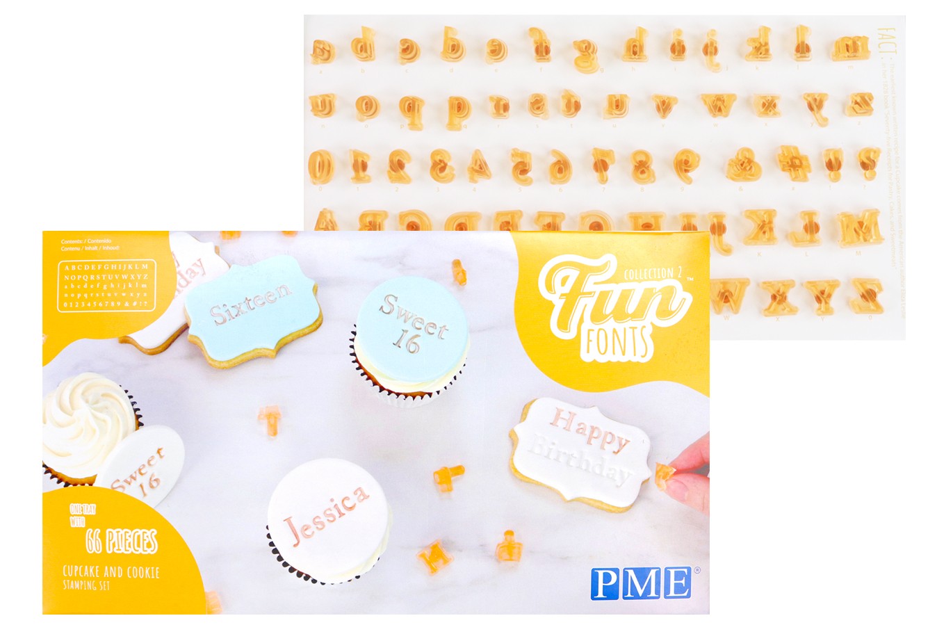 PME Fun Fonts Collection 2 Cupcake and Cookie Stamping Set - Alphabet and Numbers - Kate's Cupboard
