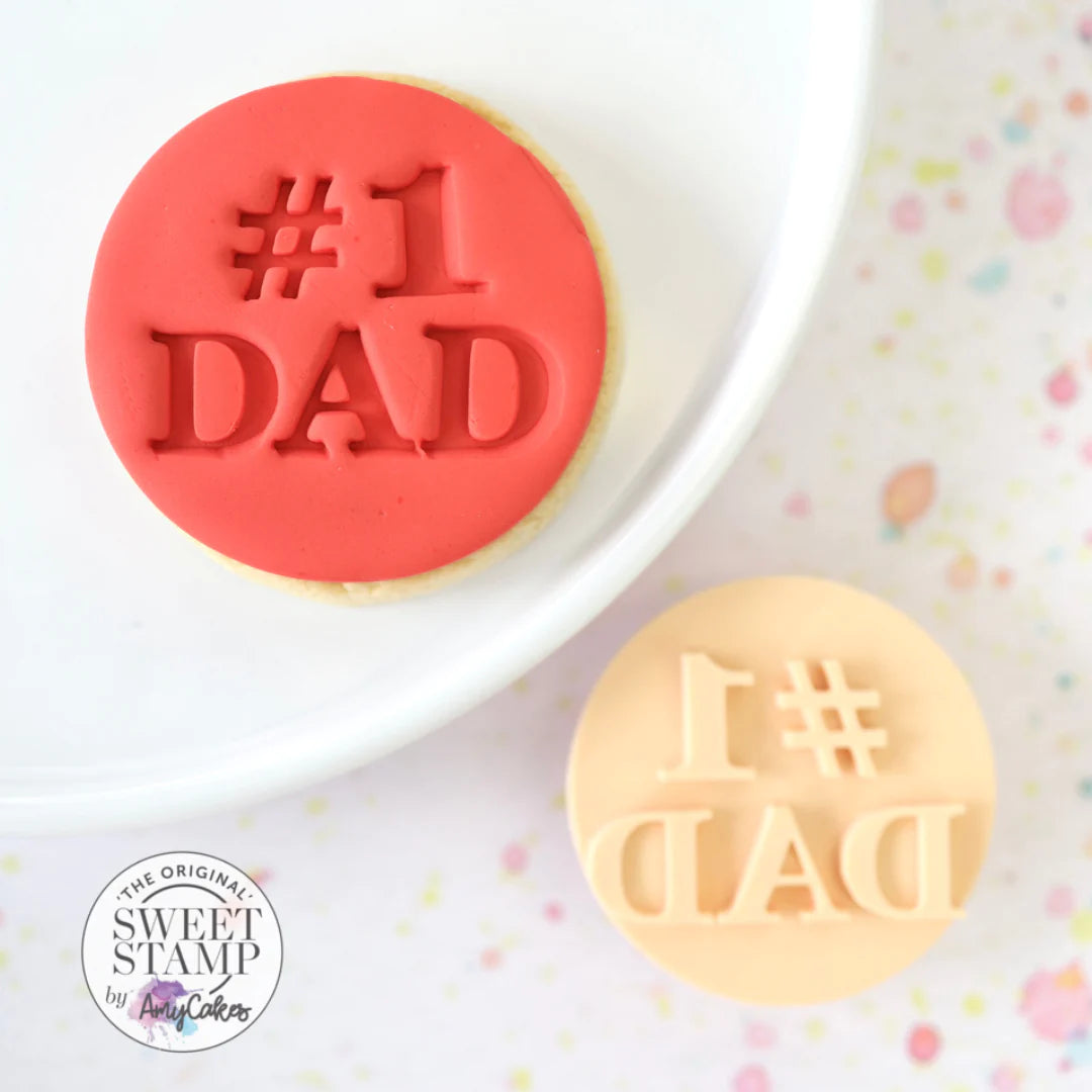 Sweet Stamp Cookie / Cupcake Little Biskut Embosser Press - #1 Dad  - Number 1 Dad