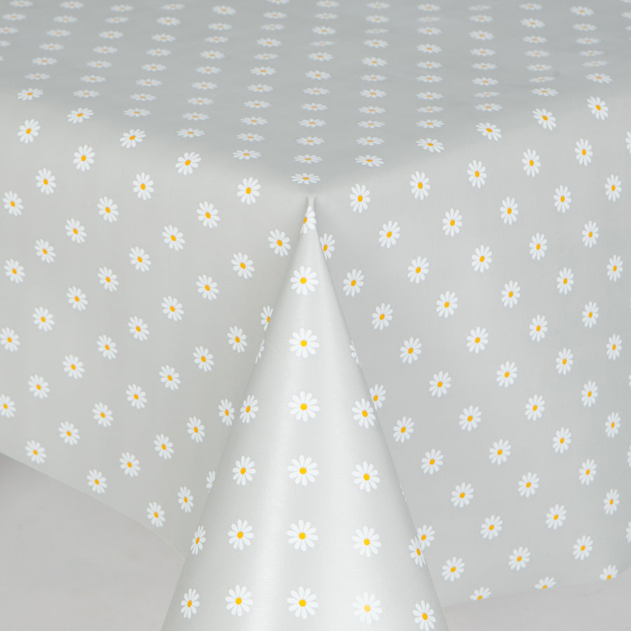 Grey Daisy PVC Wipe Clean Vinyl Table Covering / Table Cloth - Kate's Cupboard