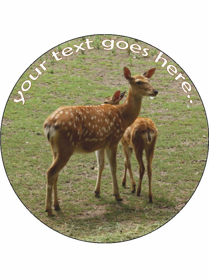 Deer Fawn wild animal nature Personalised Edible Cake Topper Round Icing Sheet - The Cooks Cupboard Ltd