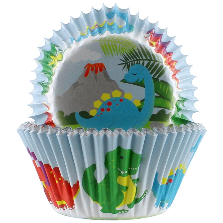 Dinosaur Foil Lined Cupcake Baking Cases Pack of 25 - Kate's Cupboard