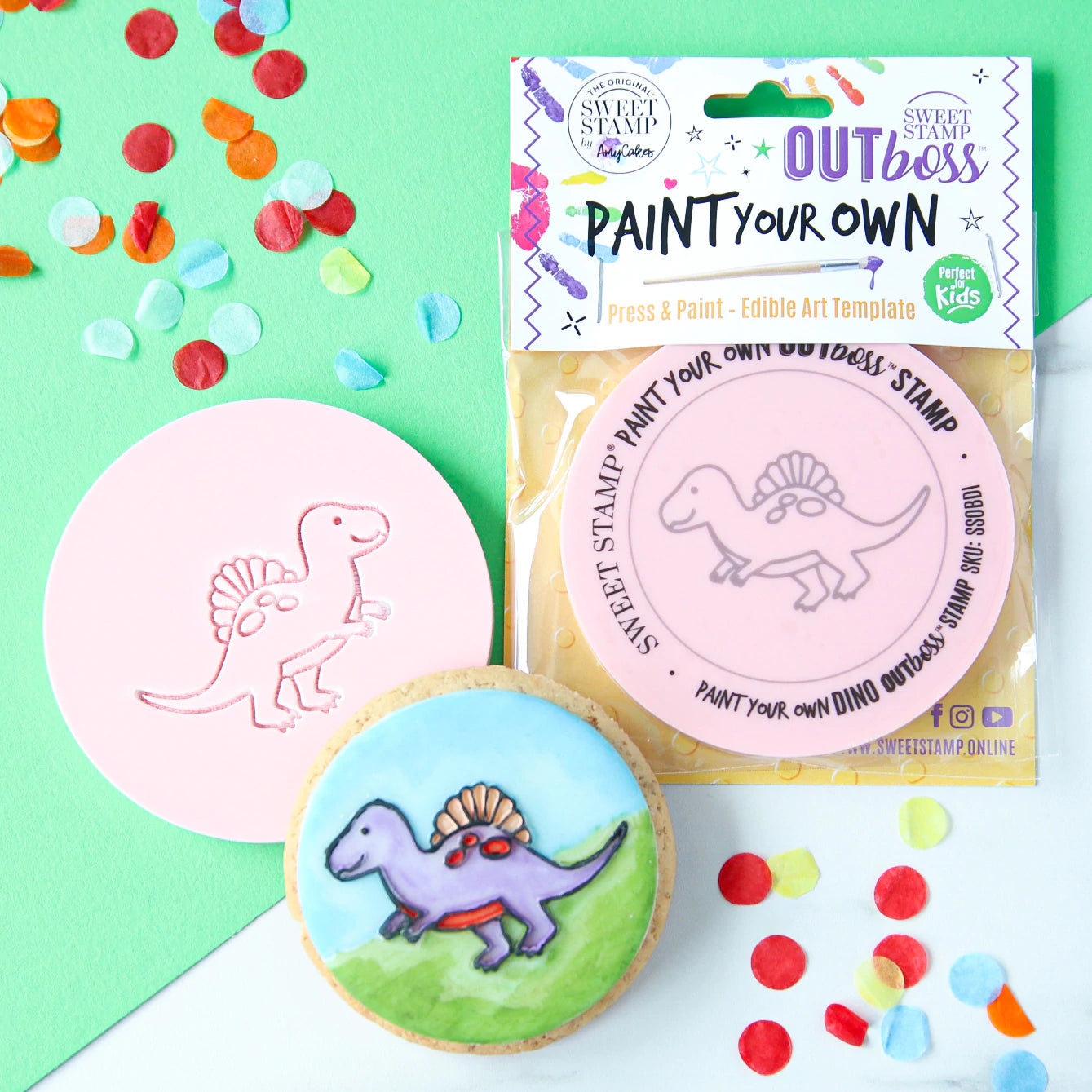 Sweet Stamp OUTboss Outbossing Sugarcraft Stamp - Dinosaur Dino Press & paint - Kate's Cupboard