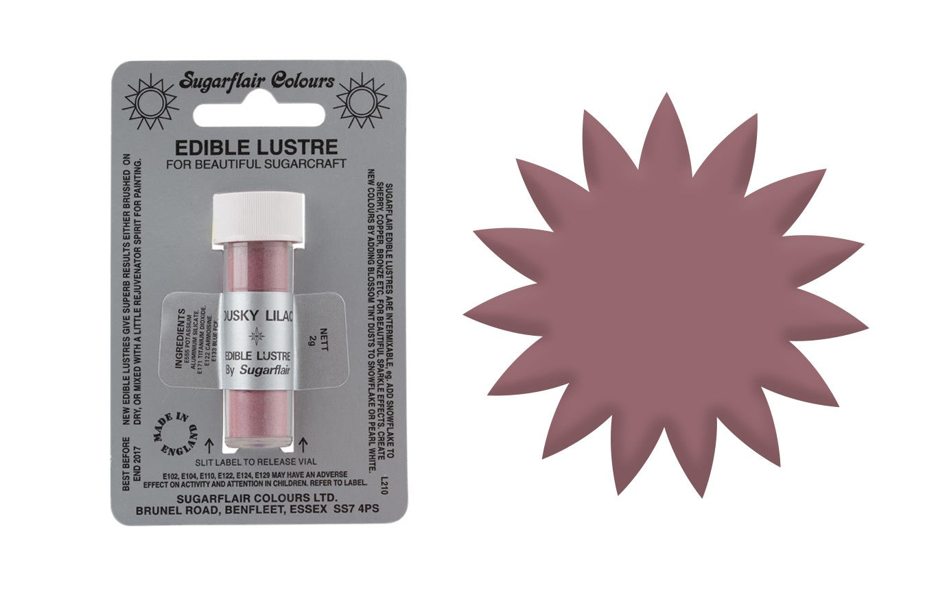 Sugarflair Edible Lustre Dust Dusky Lilac - The Cooks Cupboard Ltd