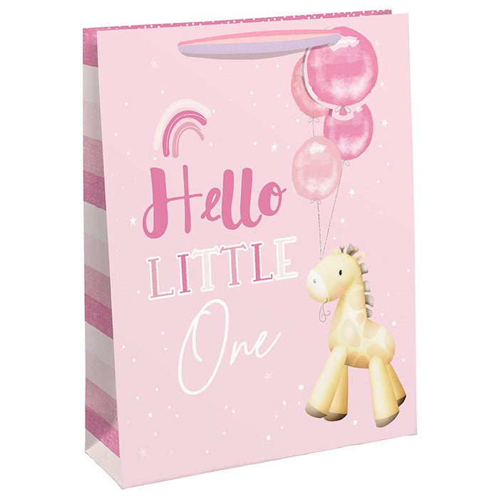 Baby Giraffe Hello Little One Pink Girl Gift Bag - The Cooks Cupboard Ltd