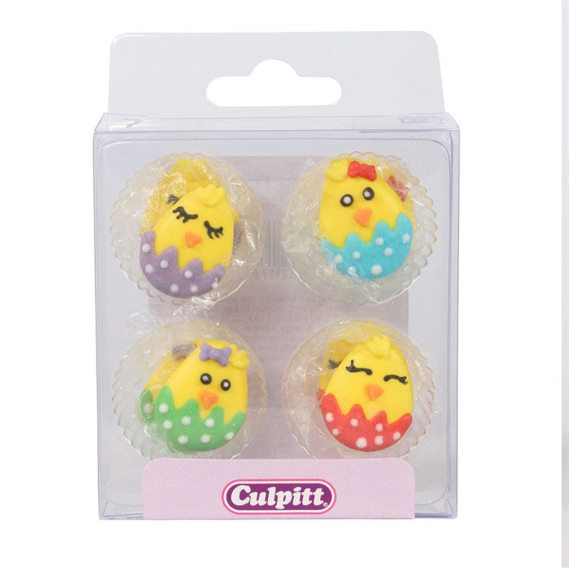 Cute Baby Chick Sugar Pipings Perfect for Easter Creations  - Pack of 12