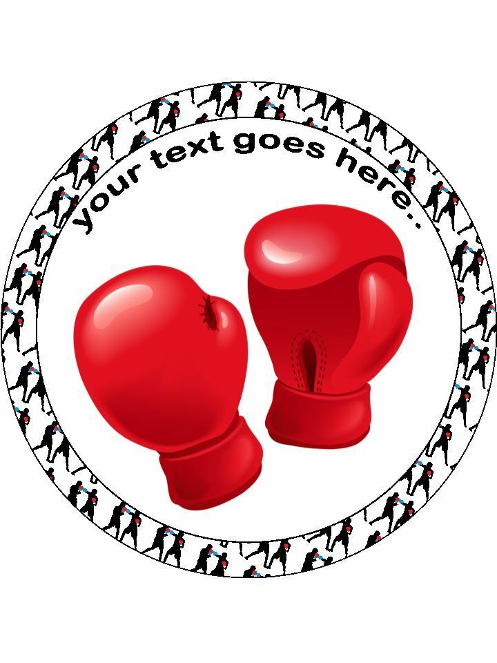 fight boxer boxing gloves Personalised Edible Cake Topper Round Icing Sheet - The Cooks Cupboard Ltd