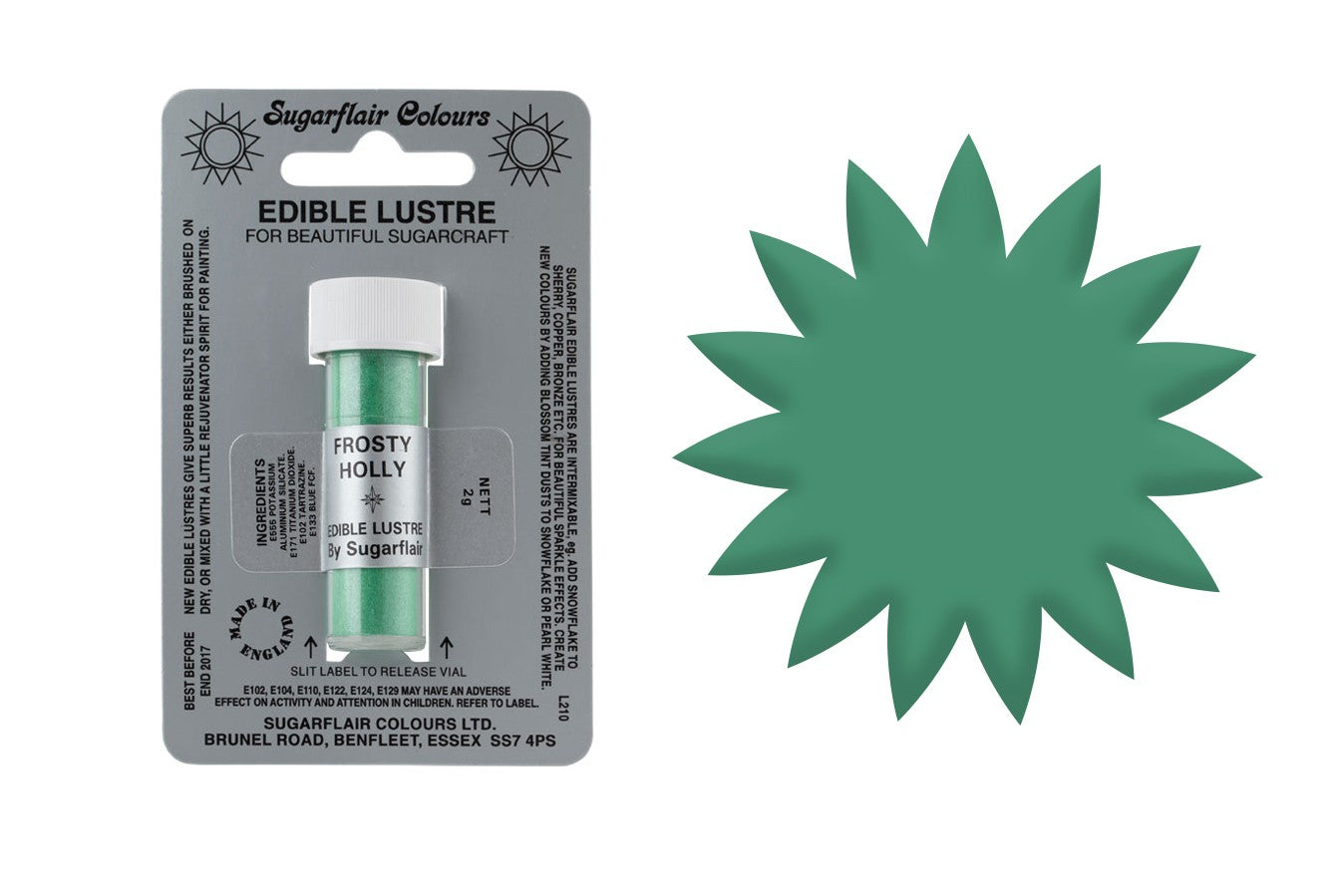 Sugarflair Edible Lustre Dust Frosty Holly - The Cooks Cupboard Ltd