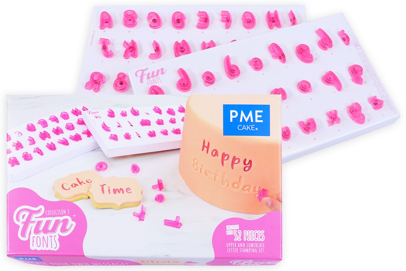 PME Fun Fonts Collection 3 52 Piece Upper and Lower Case Letter Stamping Set - Kate's Cupboard
