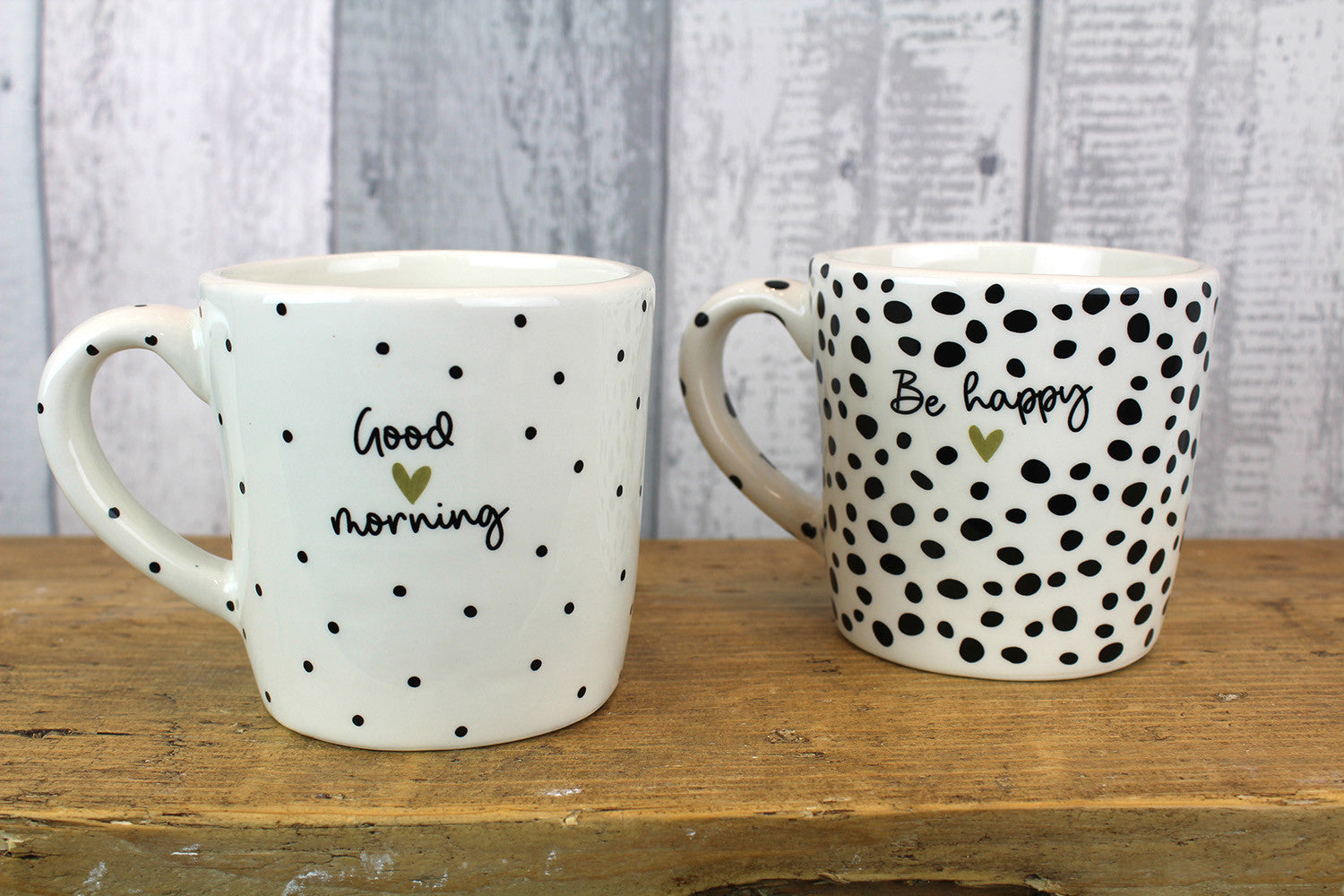Ceramic Mug with Black Spot Detail - Sold Singly - Choose Design - Kate's Cupboard