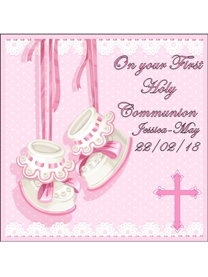 girls holy communion pink Personalised Edible Cake Topper Square Icing Sheet - The Cooks Cupboard Ltd