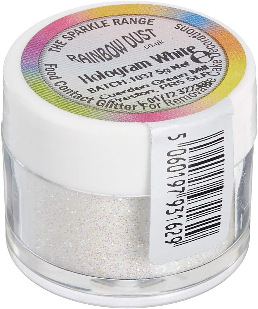 The Sparkle Range by Rainbow Dust Food Contact Glitter - Hologram White