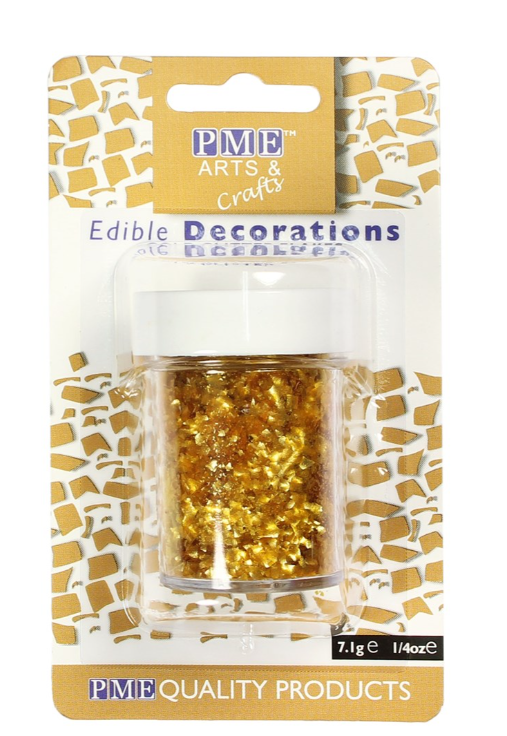 PME Edible Glitter Flakes - 7.1 grams - Gold