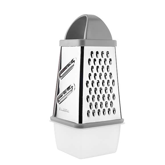 Fusion Stainless Steel Four Sided Box Grater with Storage Container - The Cooks Cupboard Ltd