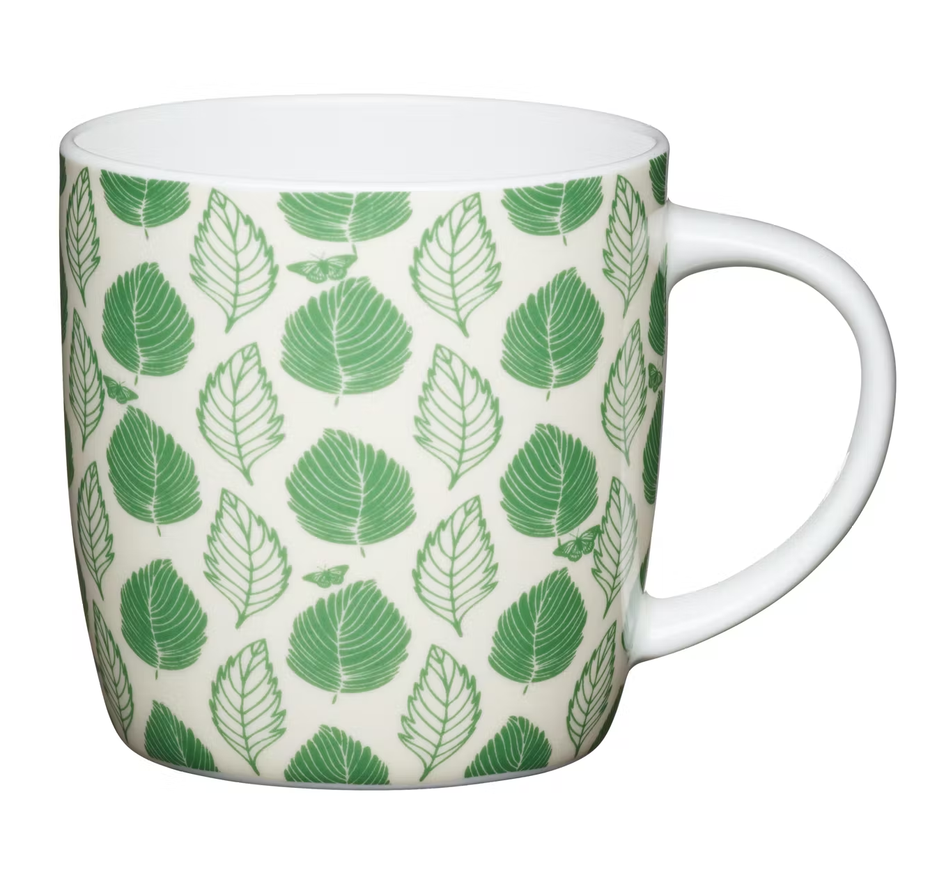 KitchenCraft Green Leaf China Mug with Greenery Print Design