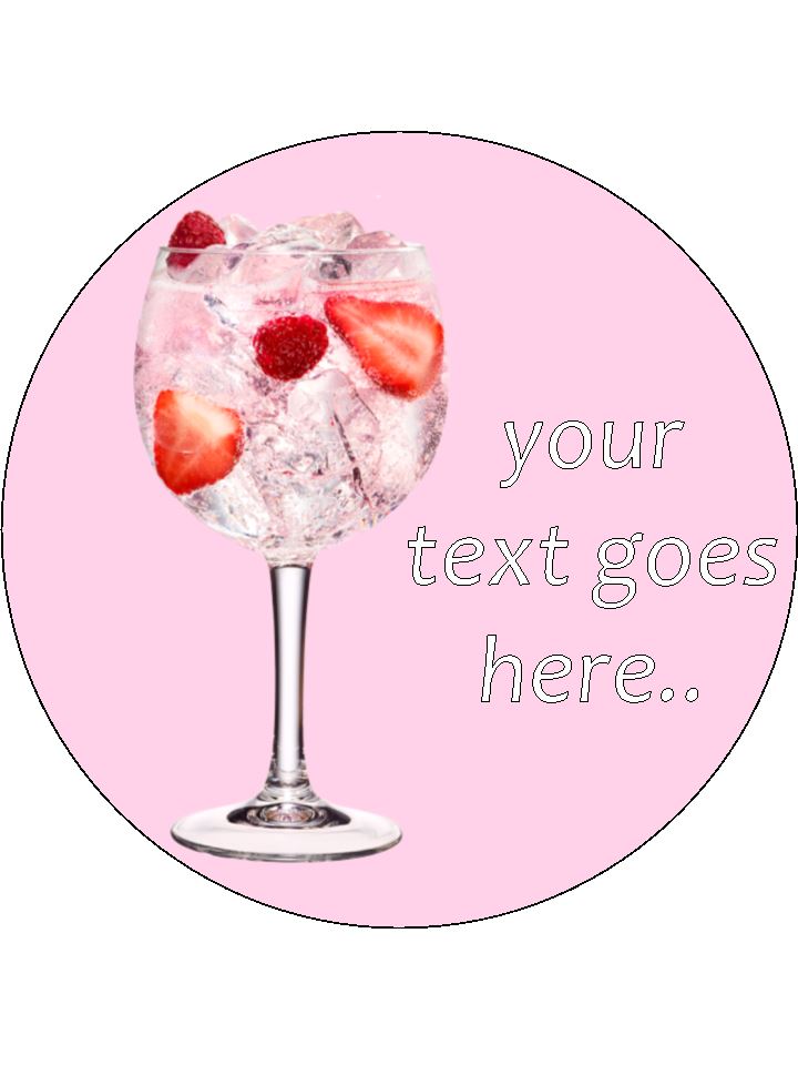 Pink Gin Cocktail Drink Personalised Edible Cake Topper Round Icing Sheet - The Cooks Cupboard Ltd