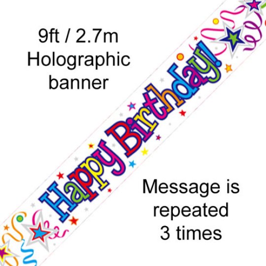 Happy Birthday Banner White with Stars and Ribbons - The Cooks Cupboard Ltd