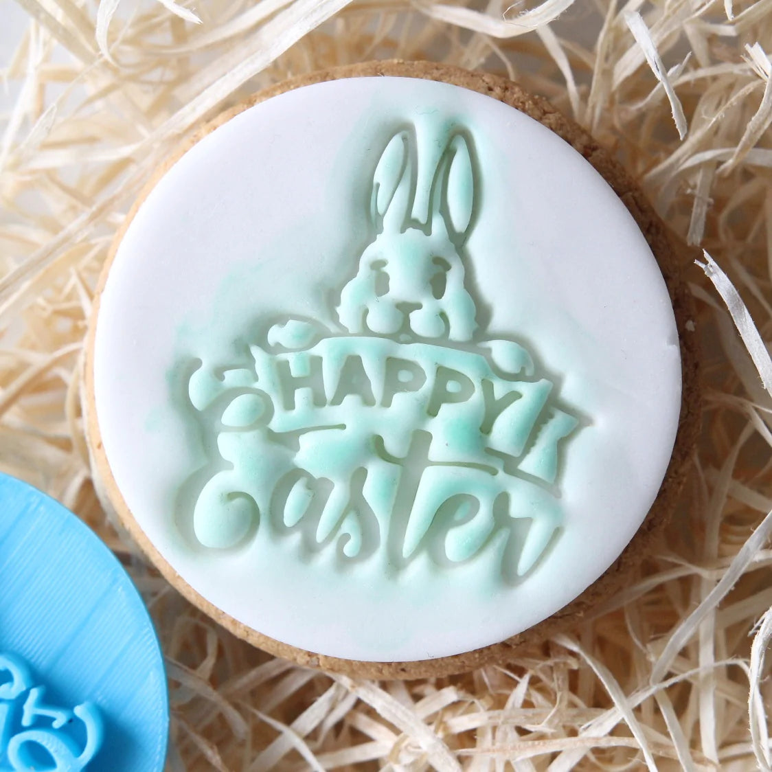 Sweet Stamp Cookie / Cupcake Embosser Press - Happy Easter - with Easter Bunny Image