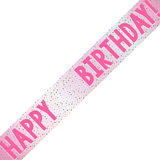 Pink Confetti Design Any Age / Add Your Age Decorative Celebration Birthday Banner
