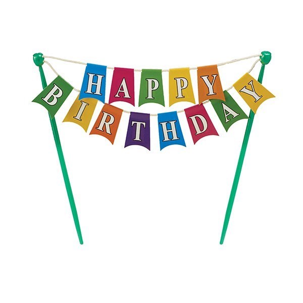 Happy Birthday Bunting Flags Cake Topper