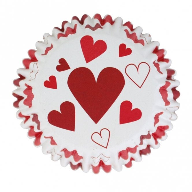 PME Heart Themed Foil Lined Cupcake Baking Cases - Pack of 30