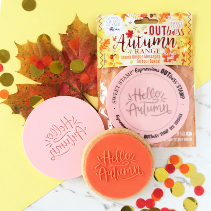 Sweet Stamp OUTboss Outbossing Sugarcraft Stamp - Hello Autumn - Kate's Cupboard