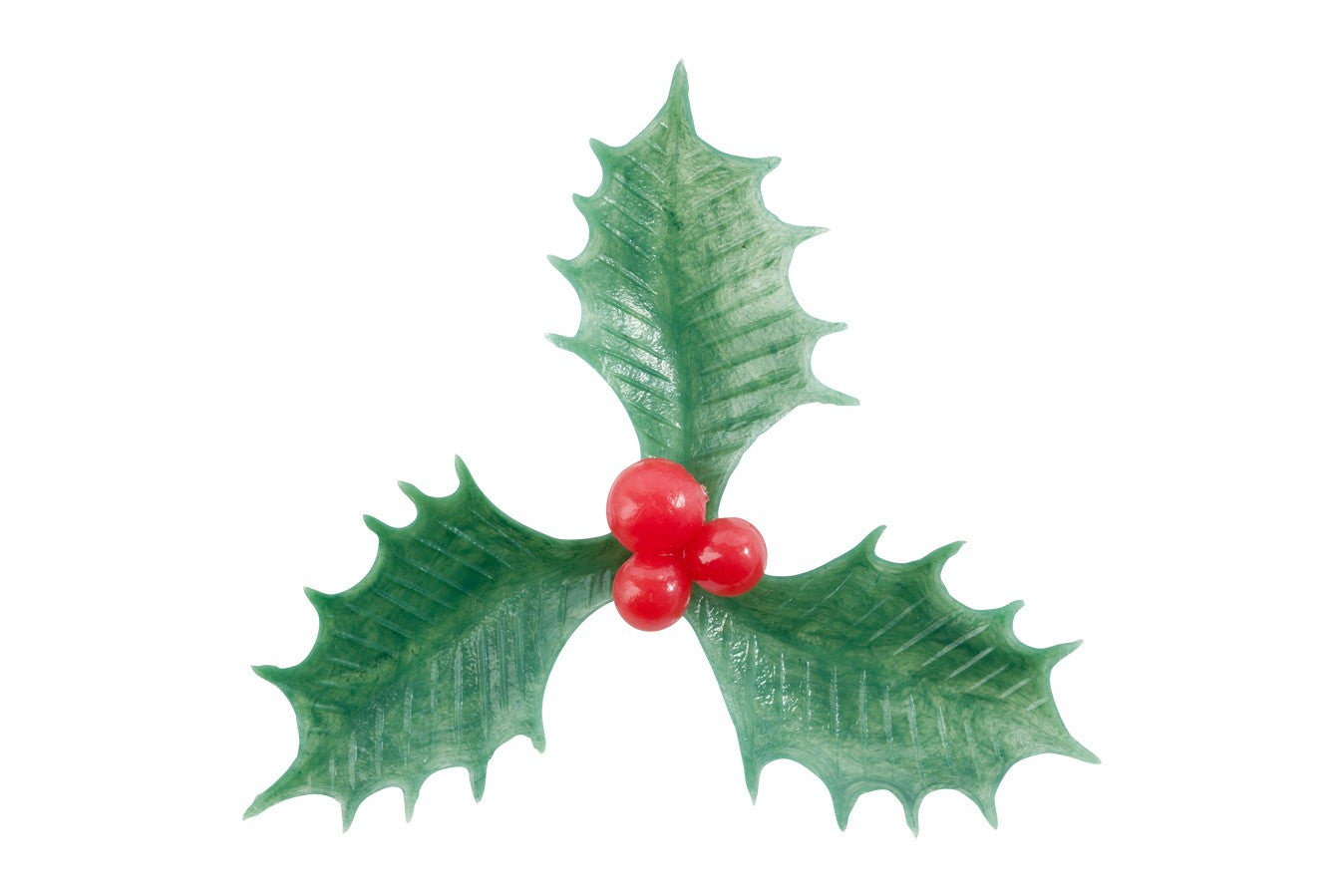 Plastic Holly Christmas Cake or Yule Log Decoration 60mm - The Cooks Cupboard Ltd