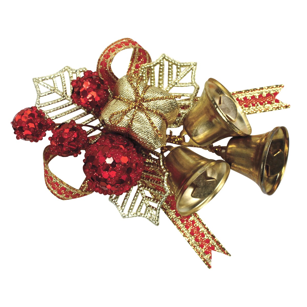 Gold Holly and Bells Christmas Decorations - perfect for cake and craft