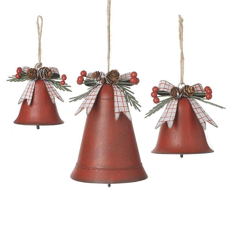 Red Rustic Style Metal Christmas Bell - Sold Singly - Kate's Cupboard
