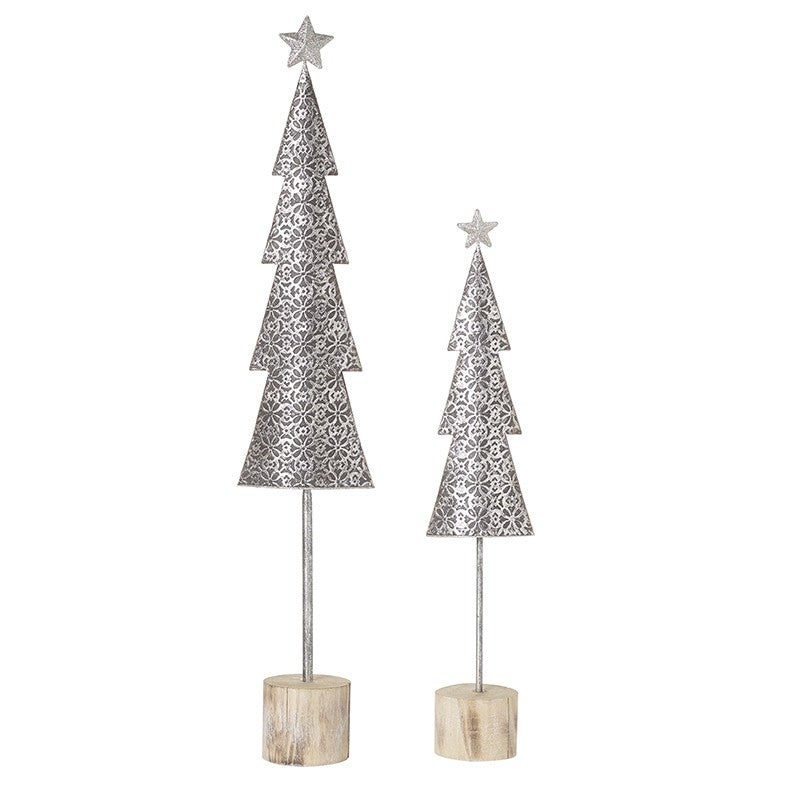 Rustic Style Silver Distressed Metal and Wooden Christmas Tree - Sold singly - Kate's Cupboard