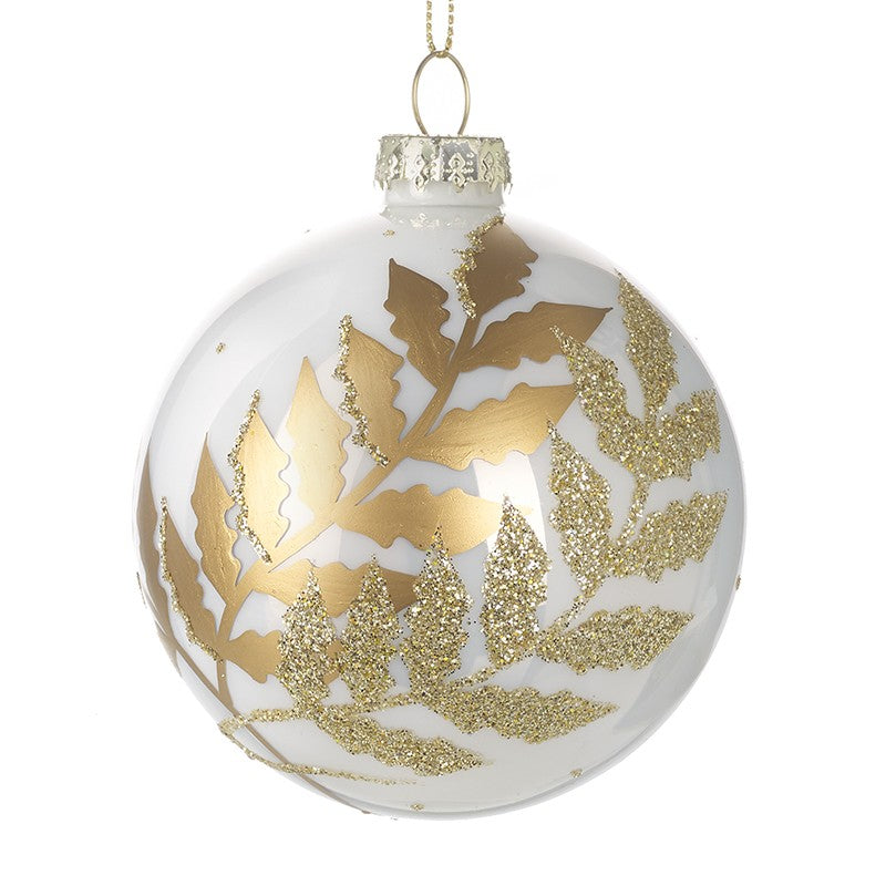 Natural Colour Glass Festive Christmas Bauble with Gold Detail Design by Heaven Sends