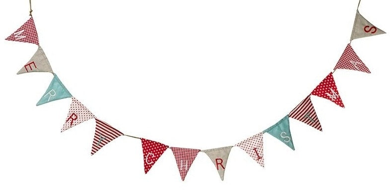 Merry Christmas Colourful Fabric Bunting - Kate's Cupboard