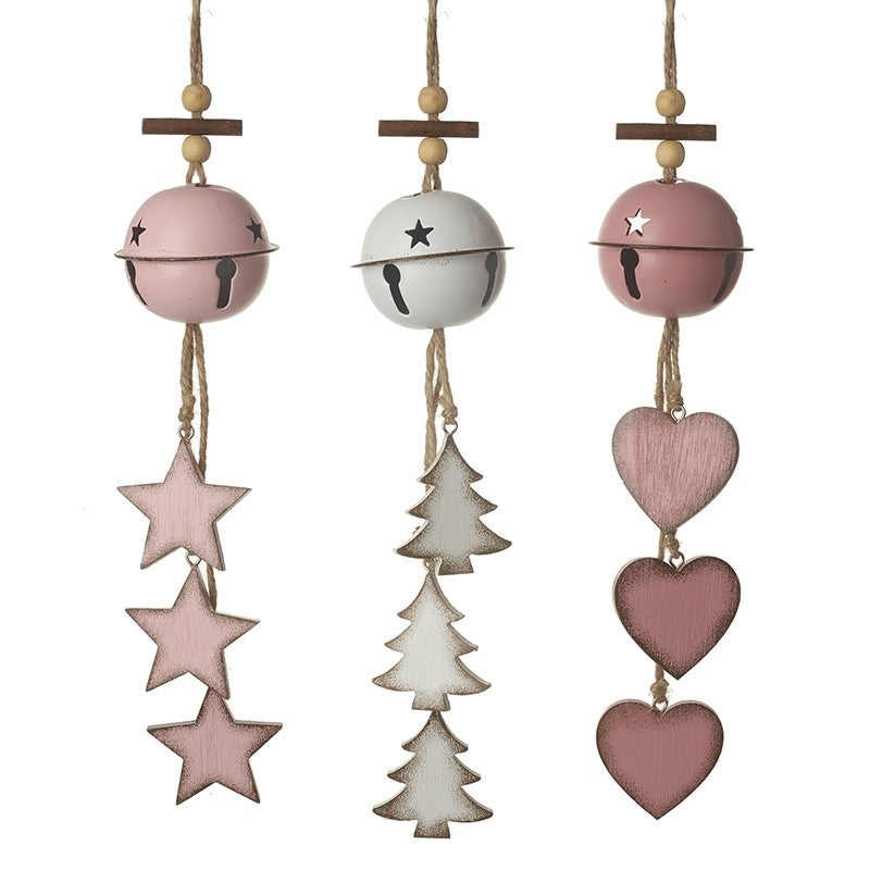 Pink & White Tree Heart Stars Hangers - Choose Design - The Cooks Cupboard Ltd