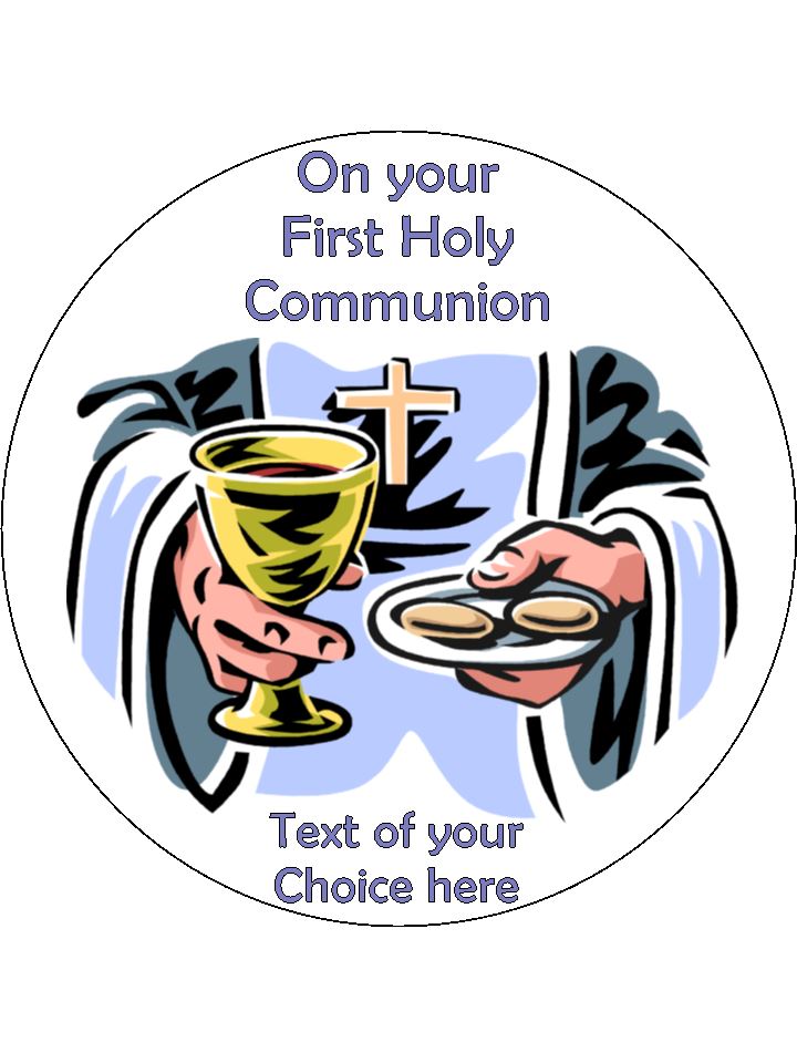 1st First Holy Communion Jesus Personalised Edible Cake Topper Round Icing Sheet - The Cooks Cupboard Ltd