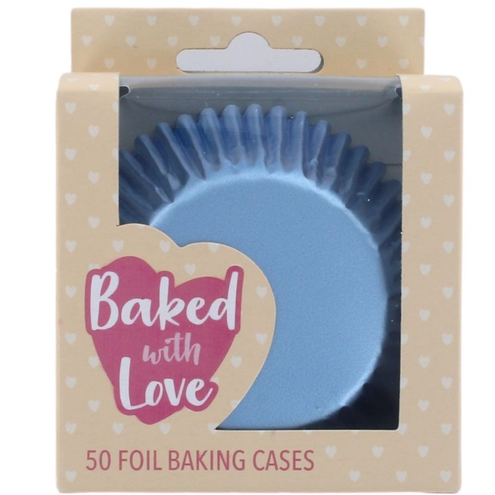BWL - Ice / Cornflower Blue Foil Cupcake  Baking Cases - 50 pack - Kate's Cupboard