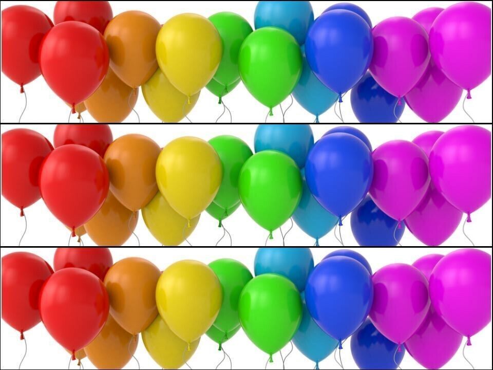 Balloons colourful birthday Ribbon Border Edible Printed Icing Sheet Cake Topper